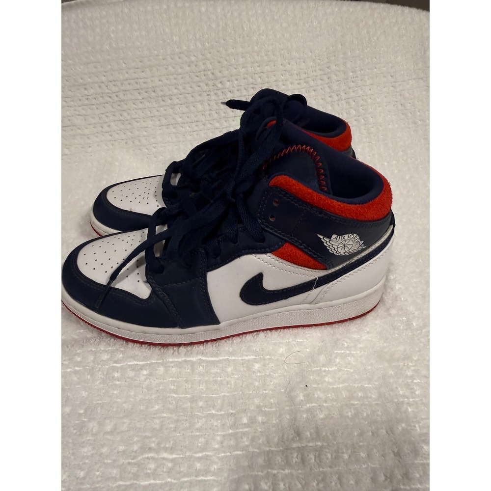 Nike Air Jordan 1 Mid SE GS USA Olympic Navy White Red BQ6931-104 Size 4.5Y